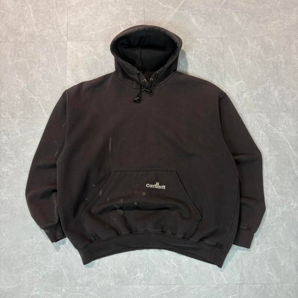 1990's Brown faded Carhartt hoodie with a‎ distressed look